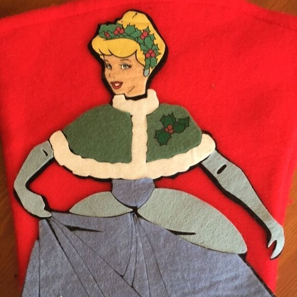 Vintage Disney Cinderella Red Christmas Stocking - Charming Holiday Decor! - Picture 5 of 8